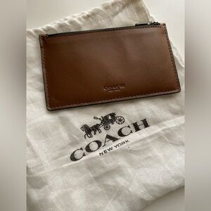 New Coach Small Card Wallet Leather Brown